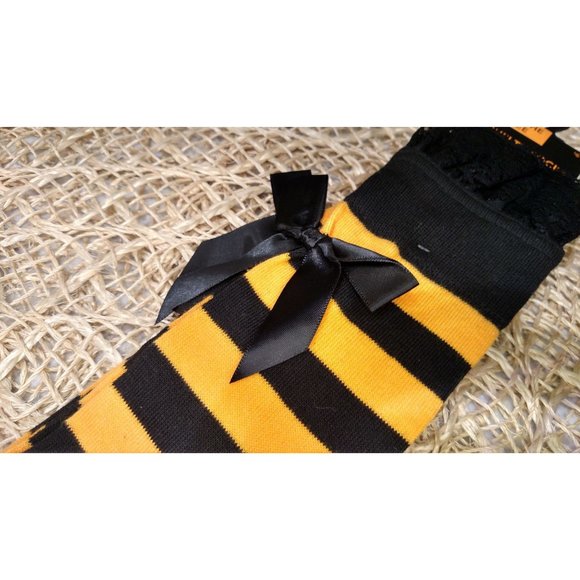 Halloween Orange Striped Socks, Over the Knee, Costume, Novelty, NEW - Picture 2 of 6